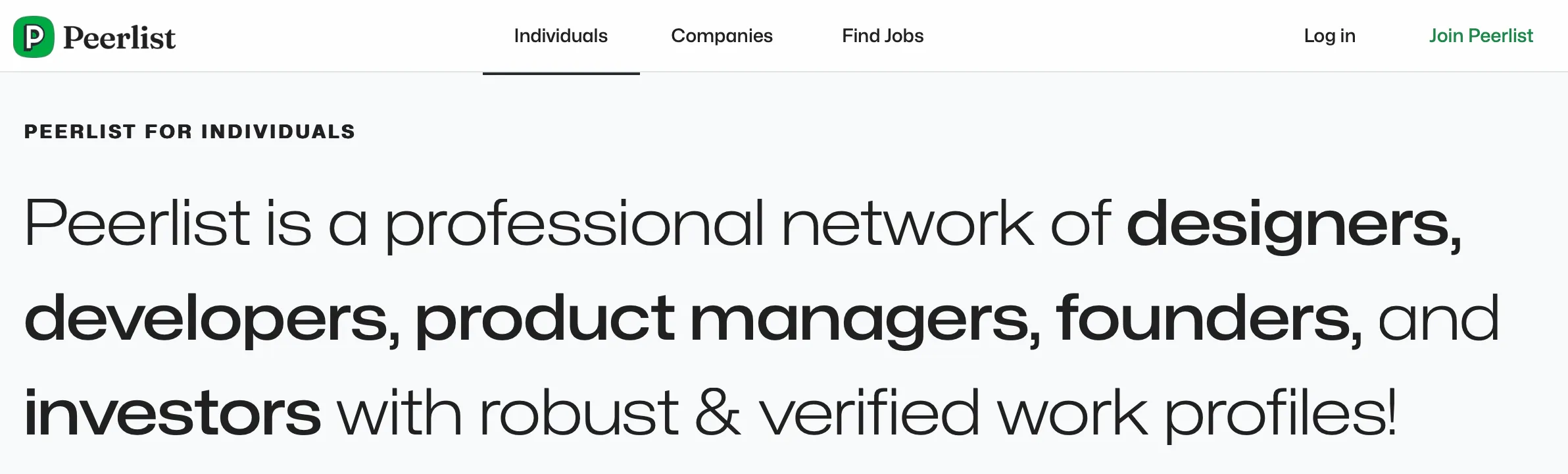 Peerlist&#x27;s main message